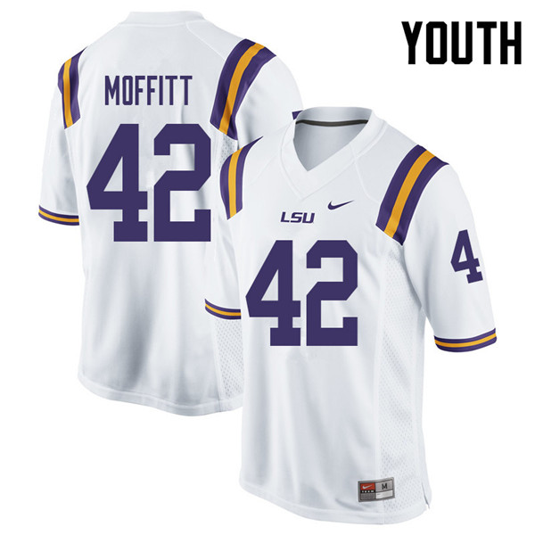Youth #42 Aaron Moffitt LSU Tigers College Football Jerseys Sale-White